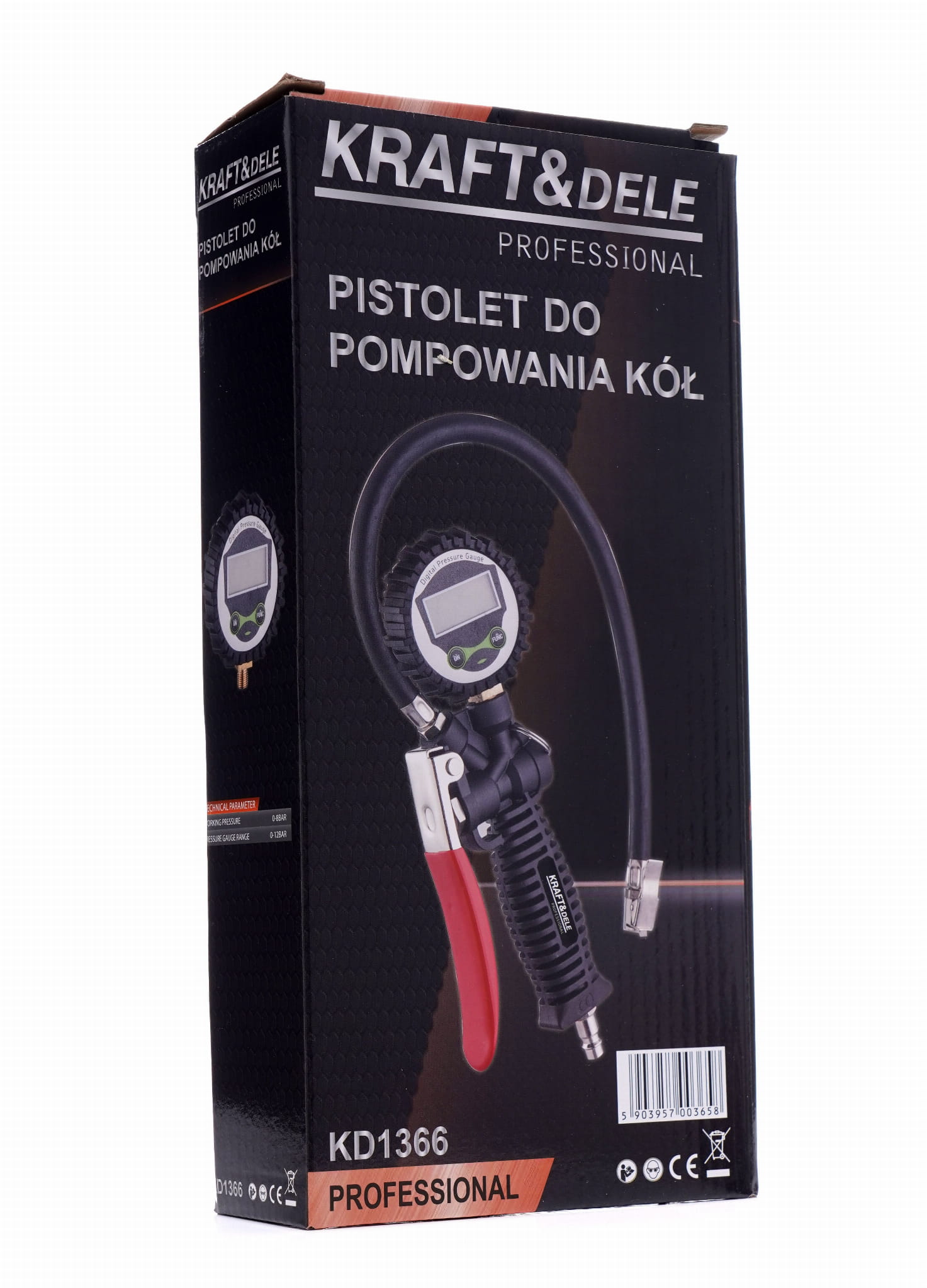 Pistol de Umflat Roti cu Furtun si Manometru LCD, Kraft&Dele KD1366