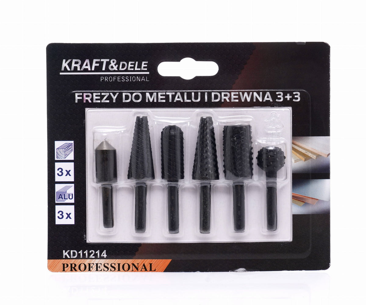 Freze pentru Lemn si Metal 3+3 Piese Set, Kraft&Dele KD11214