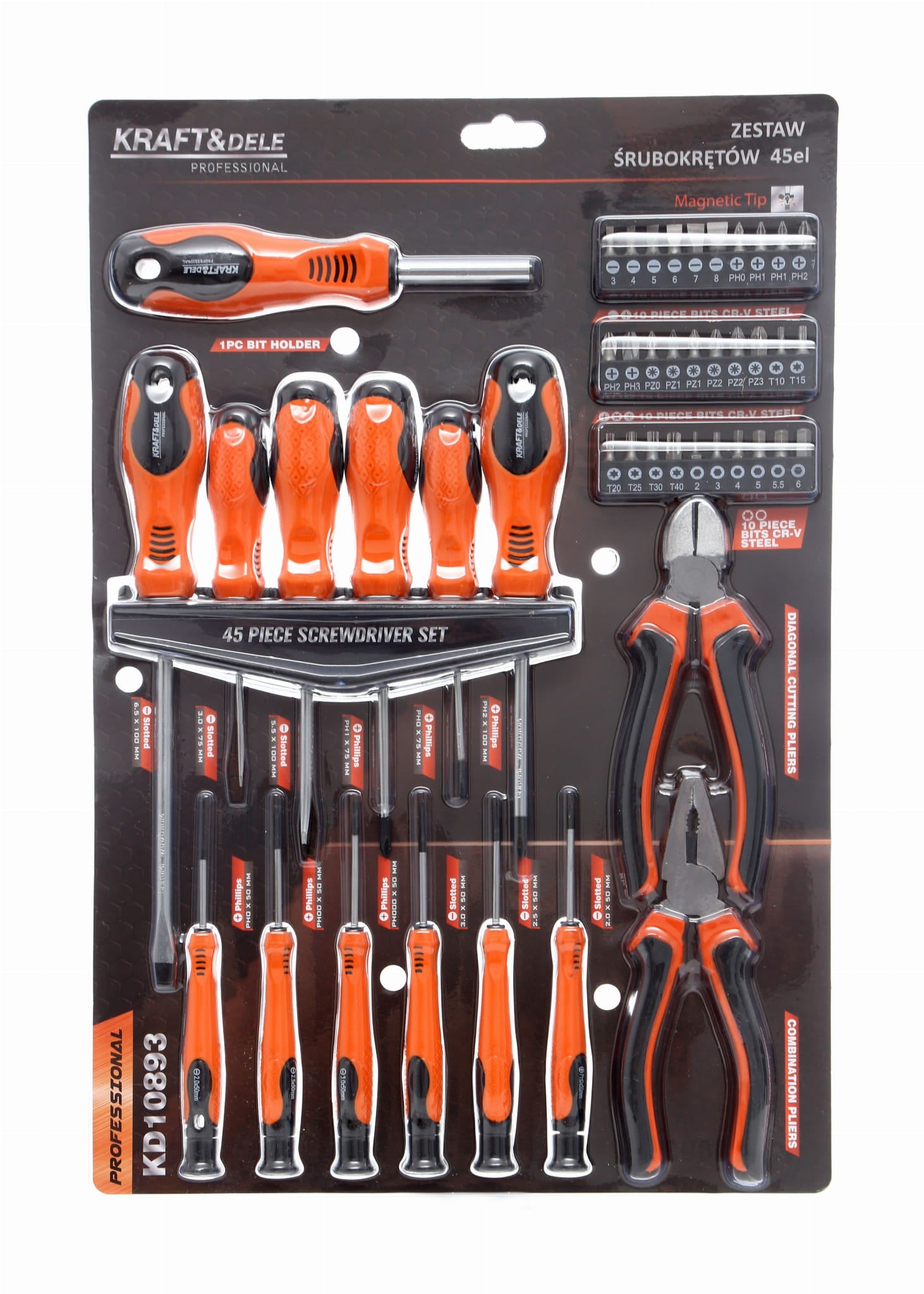 Set Surubelnite, Clesti si Biti 45 Bucati, Kraft&Dele KD10893