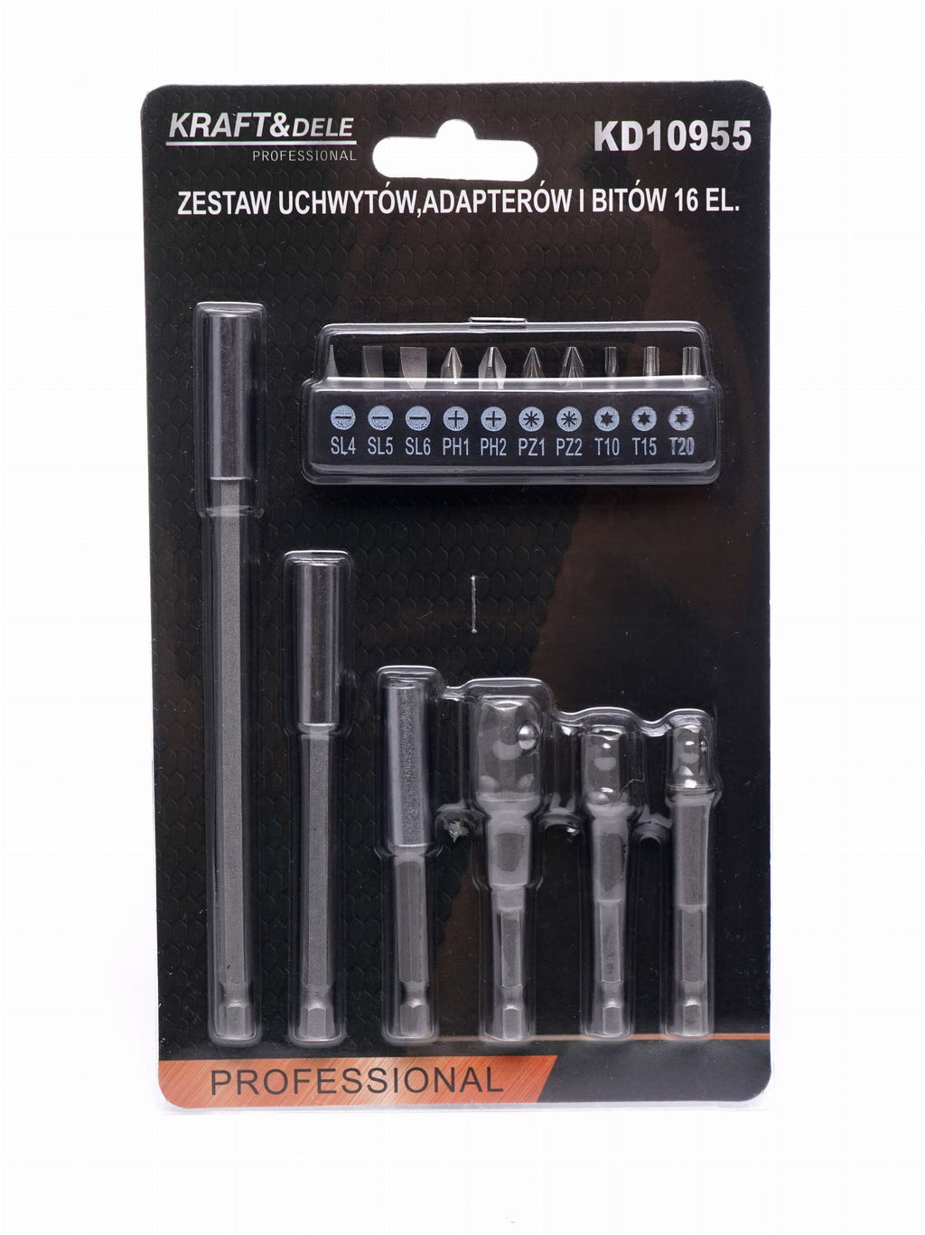 Set Suporturi, Adaptoare si Biti 16 Bucati, Kraft&Dele KD10955