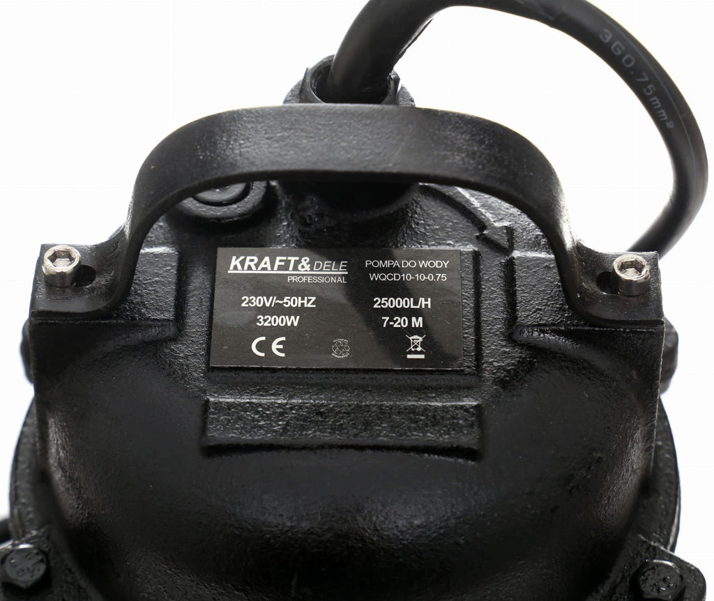 Pump Apa Murdara cu Tocator si Solenoid 230V, 3200W, Debit 416l/min, H Refulare 20m, Submersibila, Kraft&Dele KD764