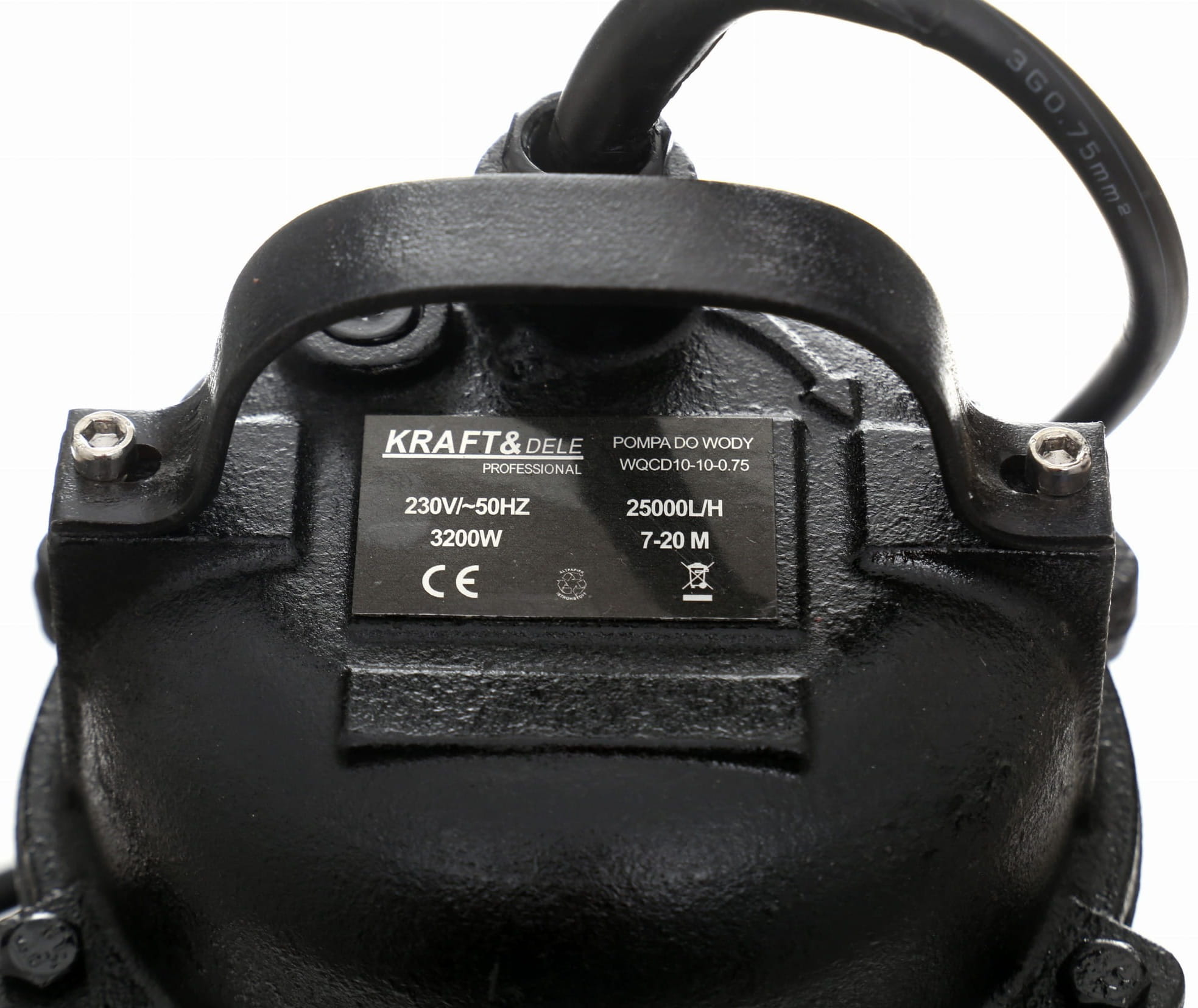 Pump Apa Murdara cu Tocator si Solenoid 230V, 3200W, Debit 416l/min, H Refulare 20m, Submersibila, Kraft&Dele KD764