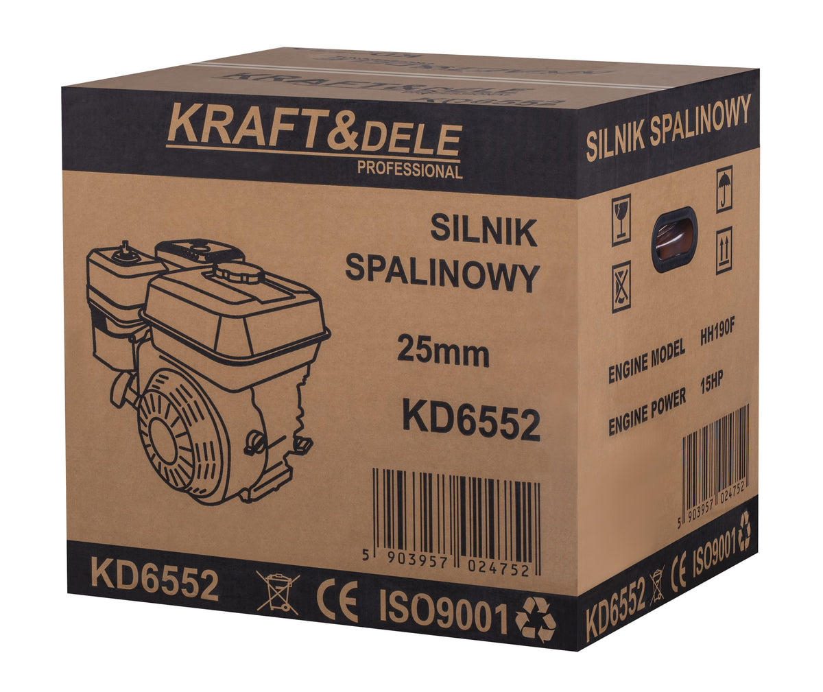 Motor Termic Benzina 15CP 420cm3 Ax 25mm Pornire Manuala si Electrica, Kraft&Dele KD6552 15
