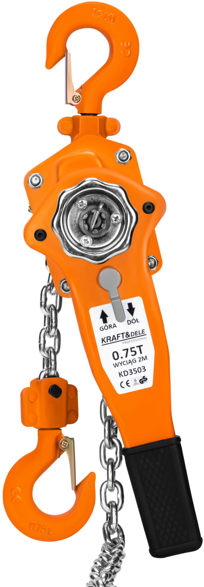 Troliu Manual cu Lant 750kg 2m, Kraft&Dele KD3503