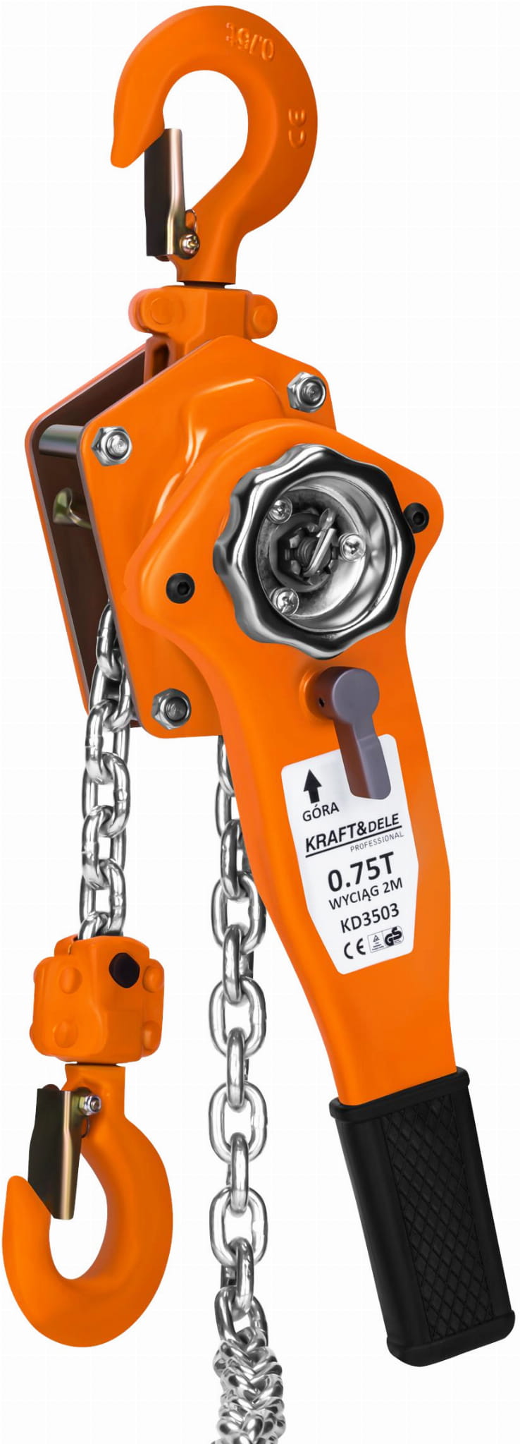 Troliu Manual cu Lant 750kg , 2 m, Kraft&Dele KD3503