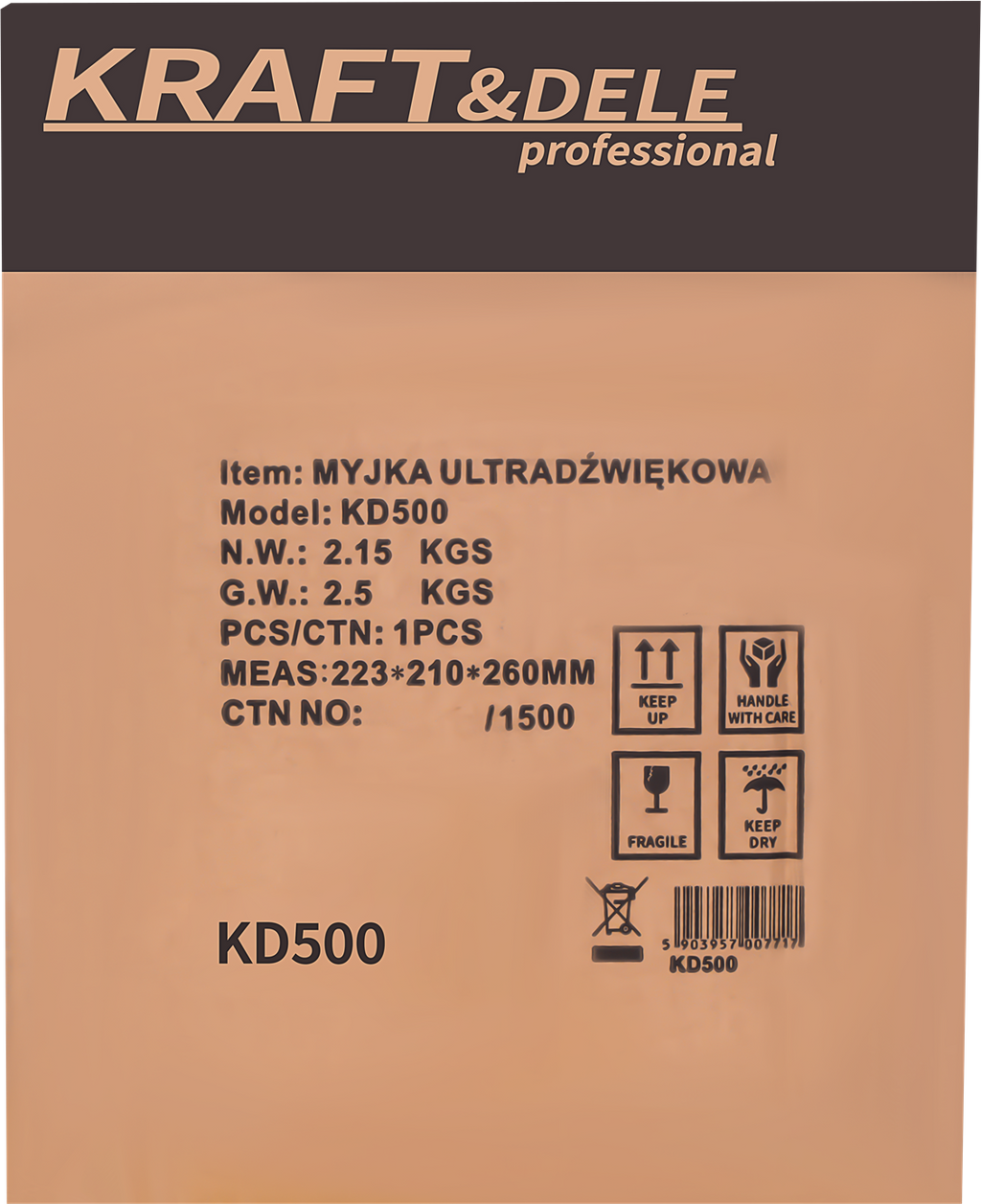 Cuva Spalare cu Ultrasunete 2L, Kraft&Dele KD500
