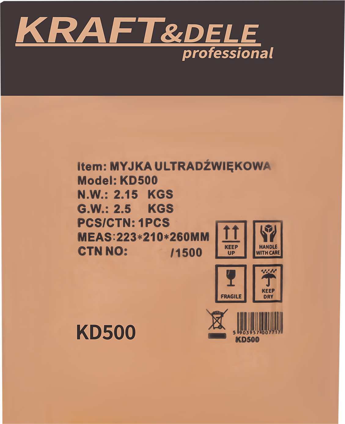 Cuva Spalare cu Ultrasunete 2L, Kraft&Dele KD500