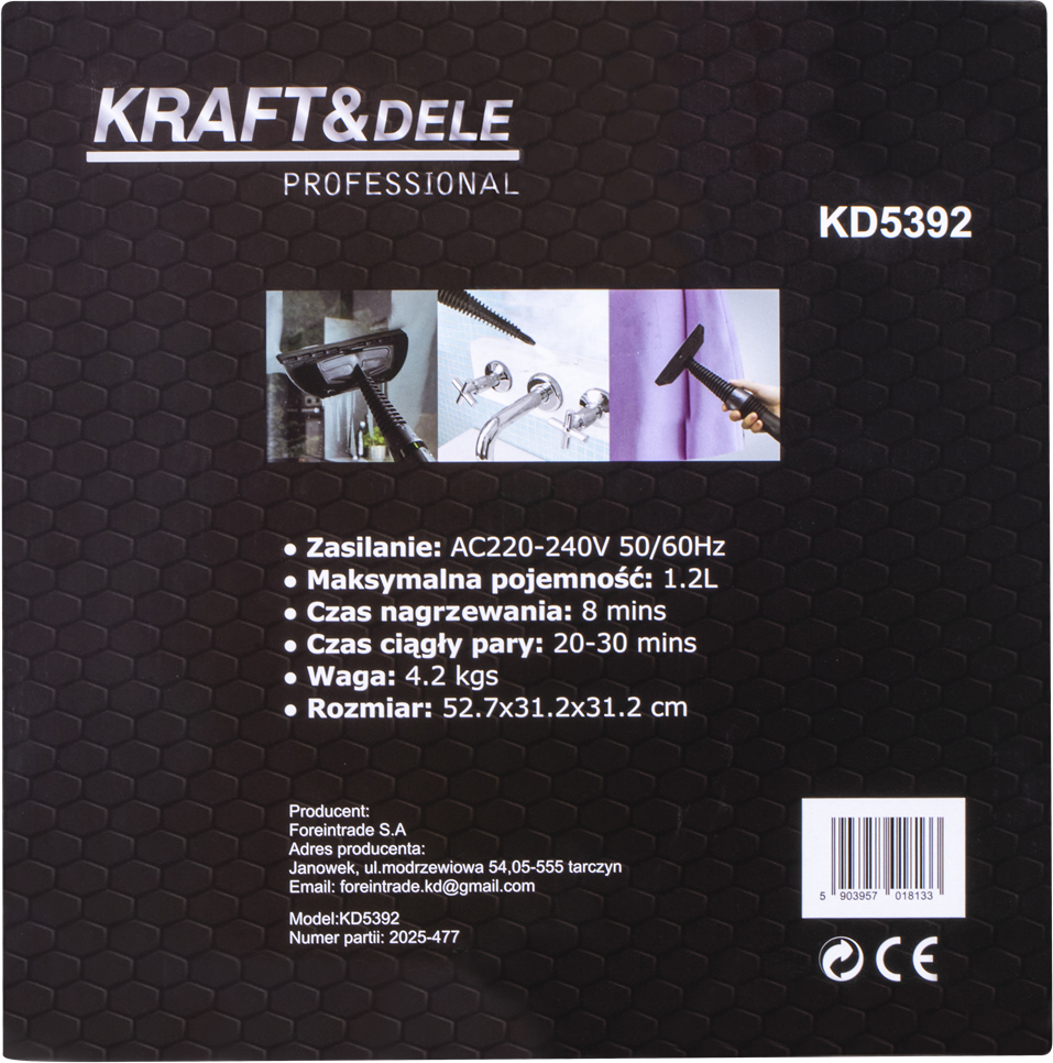 Aparat de Curatat cu Abur 2500W Set Complet cu Accesorii, Kraft&Dele KD5392
