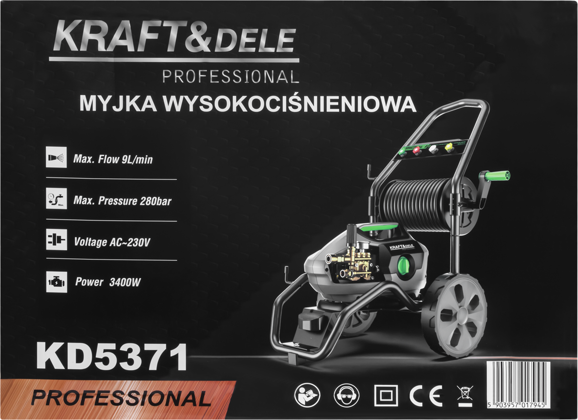 Masina de Spalat cu Presiune 3.4Kw 9l/m , 280 Bar, Kraft&Dele KD5371