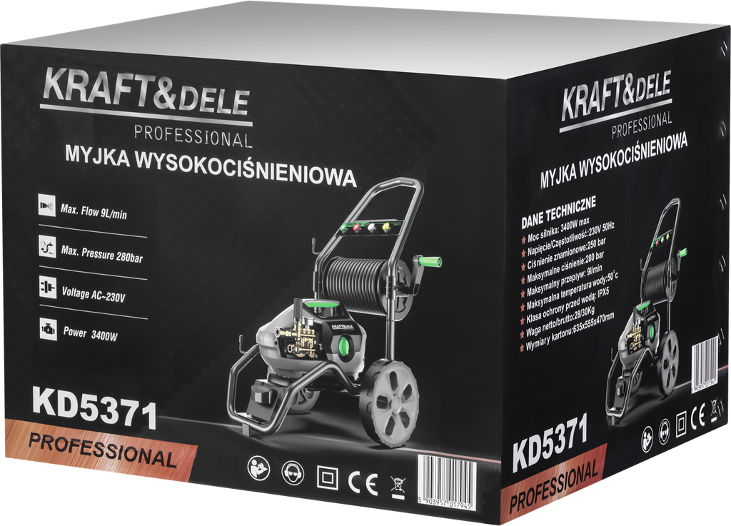 Masina de Spalat cu Presiune 3.4Kw 9l/m , 280 Bar, Kraft&Dele KD5371