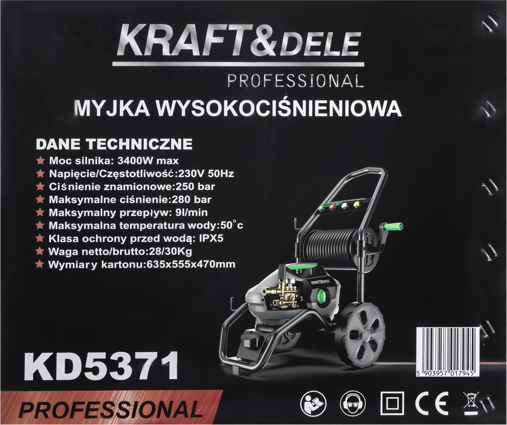 Masina de Spalat cu Presiune 3.4Kw 9l/m , 280 Bar, Kraft&Dele KD5371