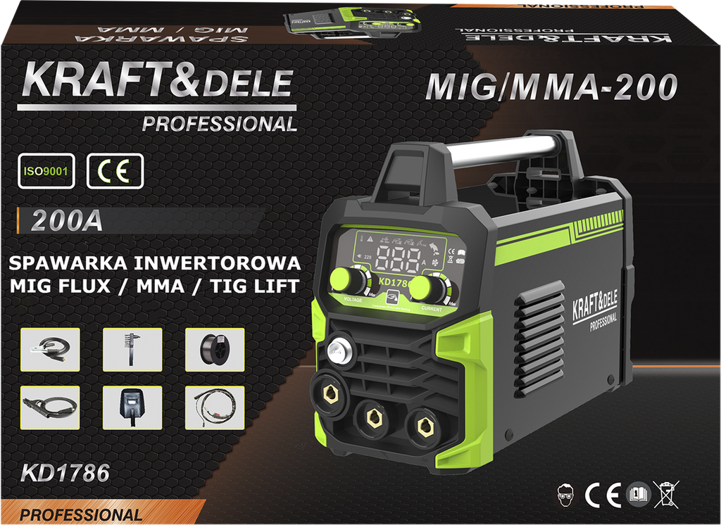 SPAWARKA INWERTOROWA MIG FLUX MMA TIG LIFT 200A KD1786 14