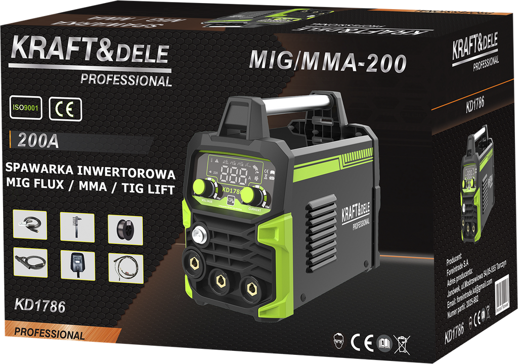 SPAWARKA INWERTOROWA MIG FLUX MMA TIG LIFT 200A KD1786 13