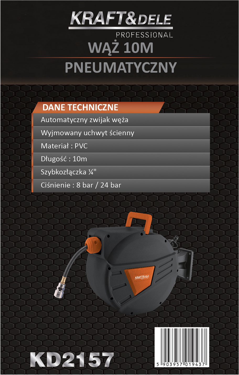 WĄŻ PNEUMATYCZNY ZWIJANY 10M 1/4" KD2157 13