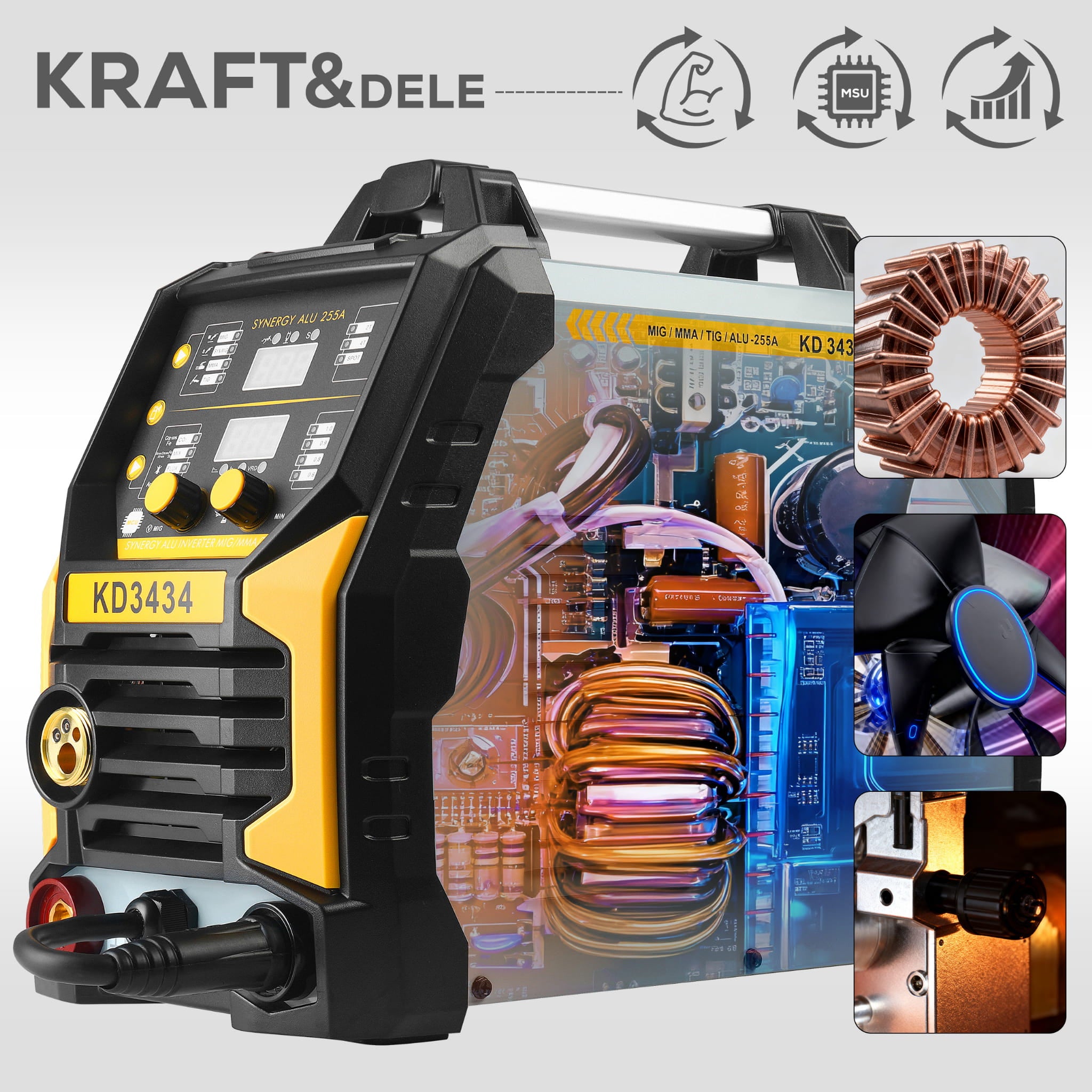 Aparat de Sudura 255A Mig/flux/mma/lift Tig/alu, Kraft&Dele KD3434