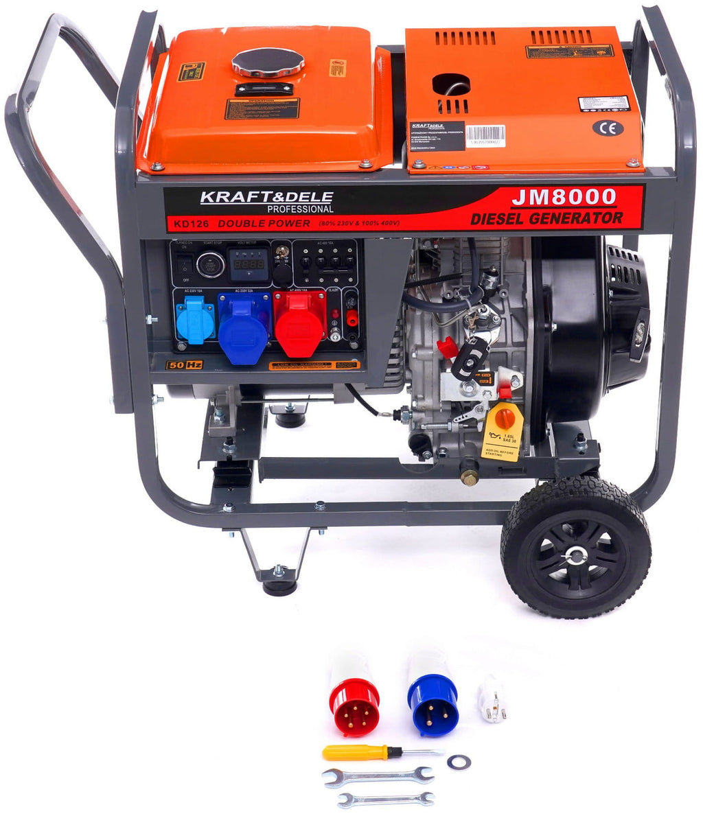 Generator de Curent Diesel 8 kw 80% 230/380V, Kraft&Dele KD126