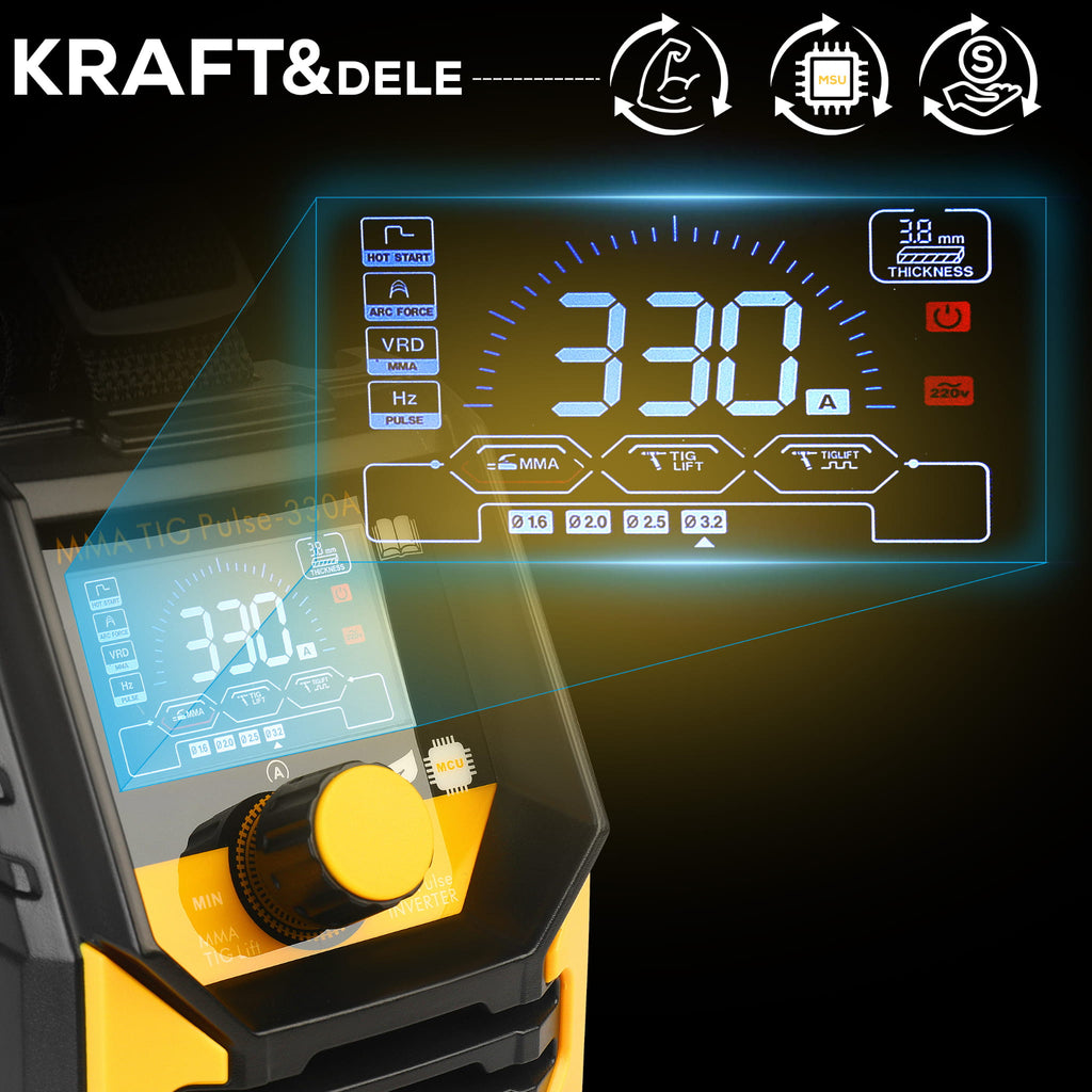 Aparat Sudura Invertor MMA TIG Lift Pulse 330A, Kraft&Dele KD3430
