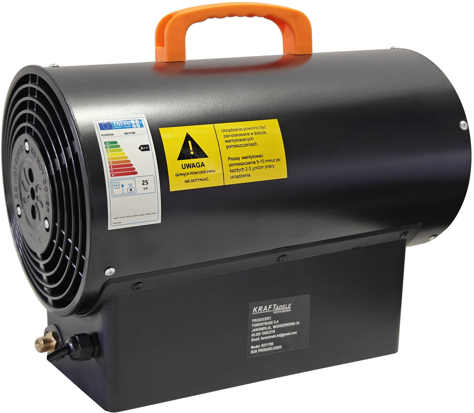 Tun de Caldura Gaz 25kW 230V 320m³/h 0.3bar, Kraft&Dele KD11700 - imaginea 4