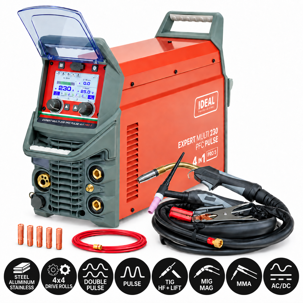 Aparat de sudura Expert Multi 230 PFC Pulse 4 in 1 AC / DC Pro5 Ideal EXMULTI230V2