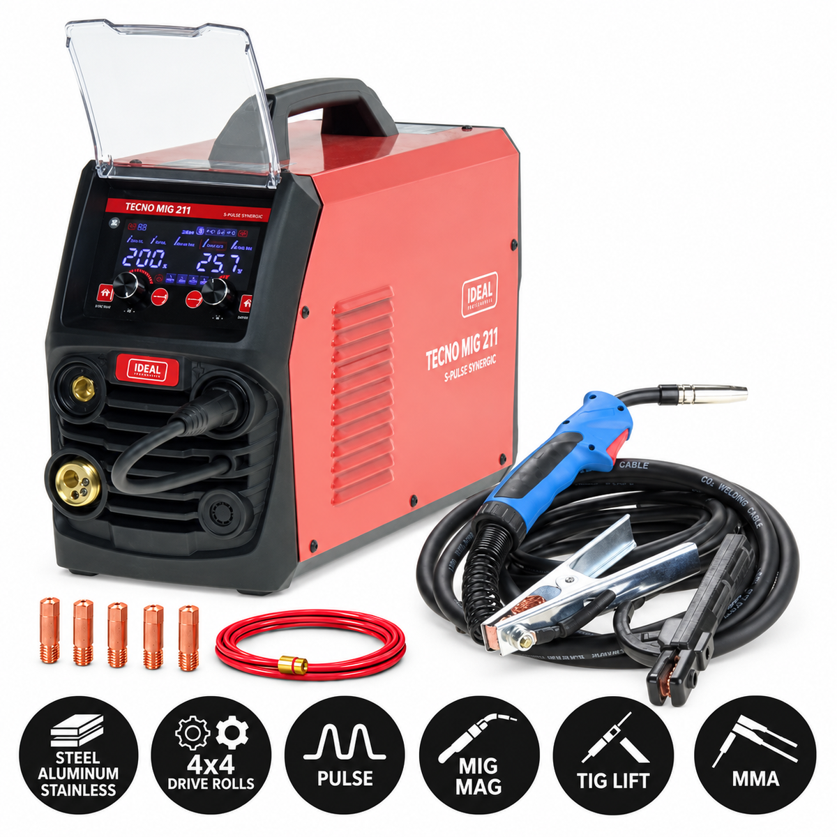 Aparat de sudura puls aluminiu MIG MAG TIG  MMA Technomig TMIG211SP