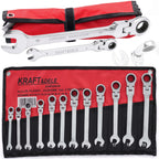 Chei Combinate Fixe-inelare cu Clichet Articulate 12 Bucati, Kraft&Dele KD10947