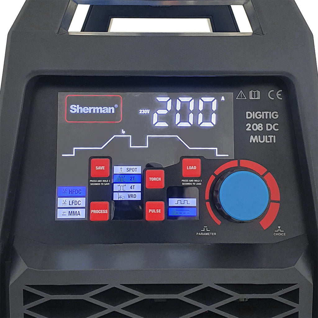 Aparat Sudura Invertor TIG DIGITIG 208 DC MULTI 200A 230V Pulse, SHERMAN 7813173