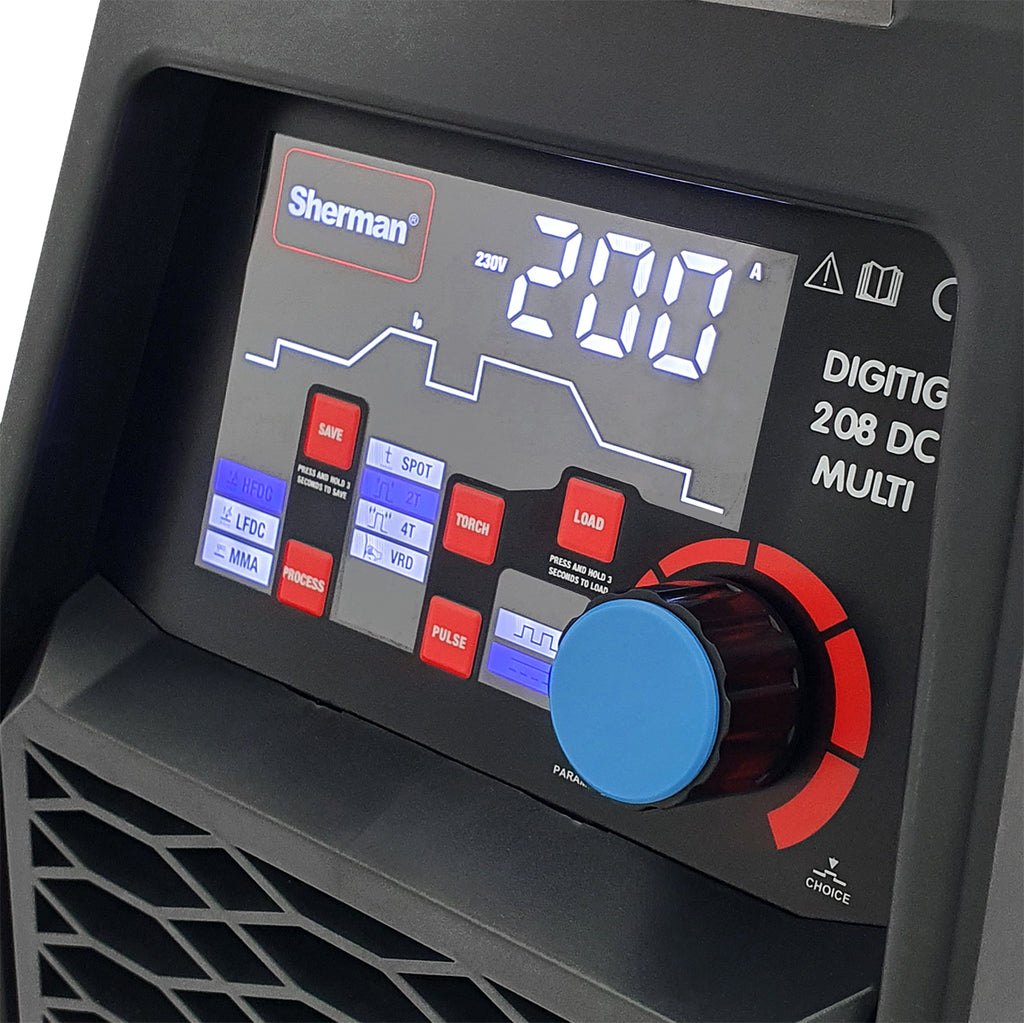 Aparat Sudura Invertor TIG DIGITIG 208 DC MULTI 200A 230V Pulse, SHERMAN 7813173