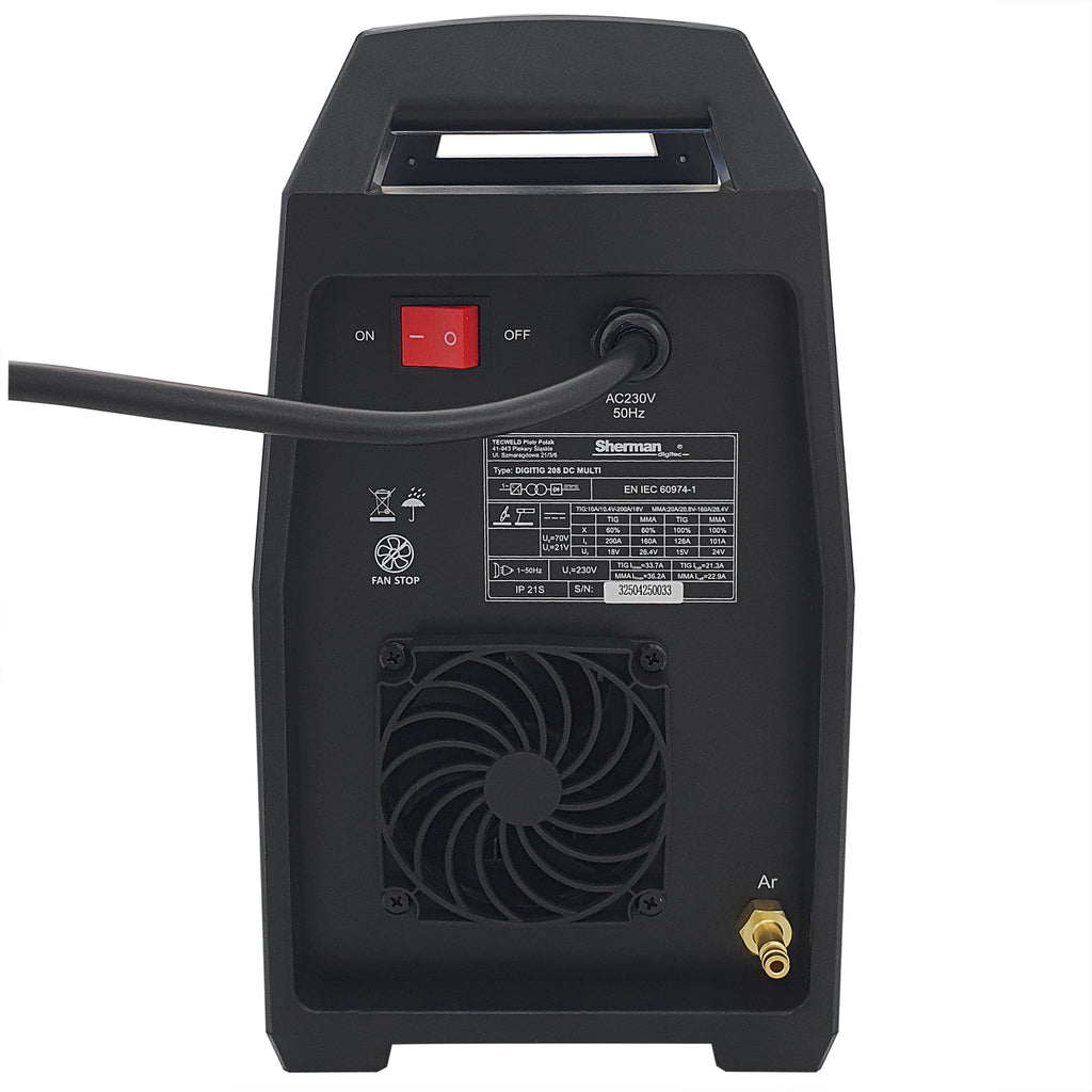 Aparat Sudura Invertor TIG DIGITIG 208 DC MULTI 200A 230V Pulse, SHERMAN 7813173