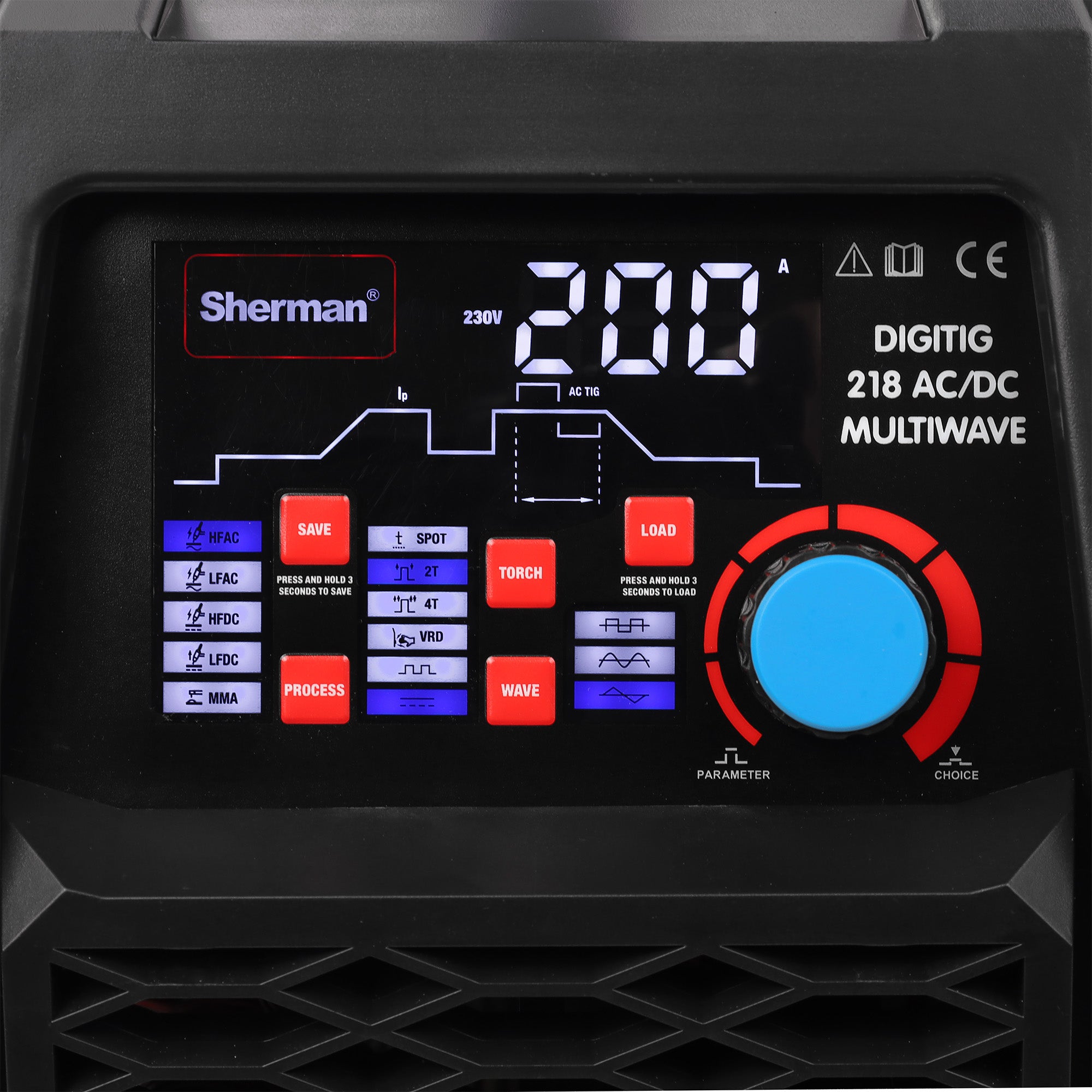 Aparat Sudura Invertor TIG DIGITIG 218 ACDC MULTIWAVE 200A 230V IGBT, SHERMAN 7813079