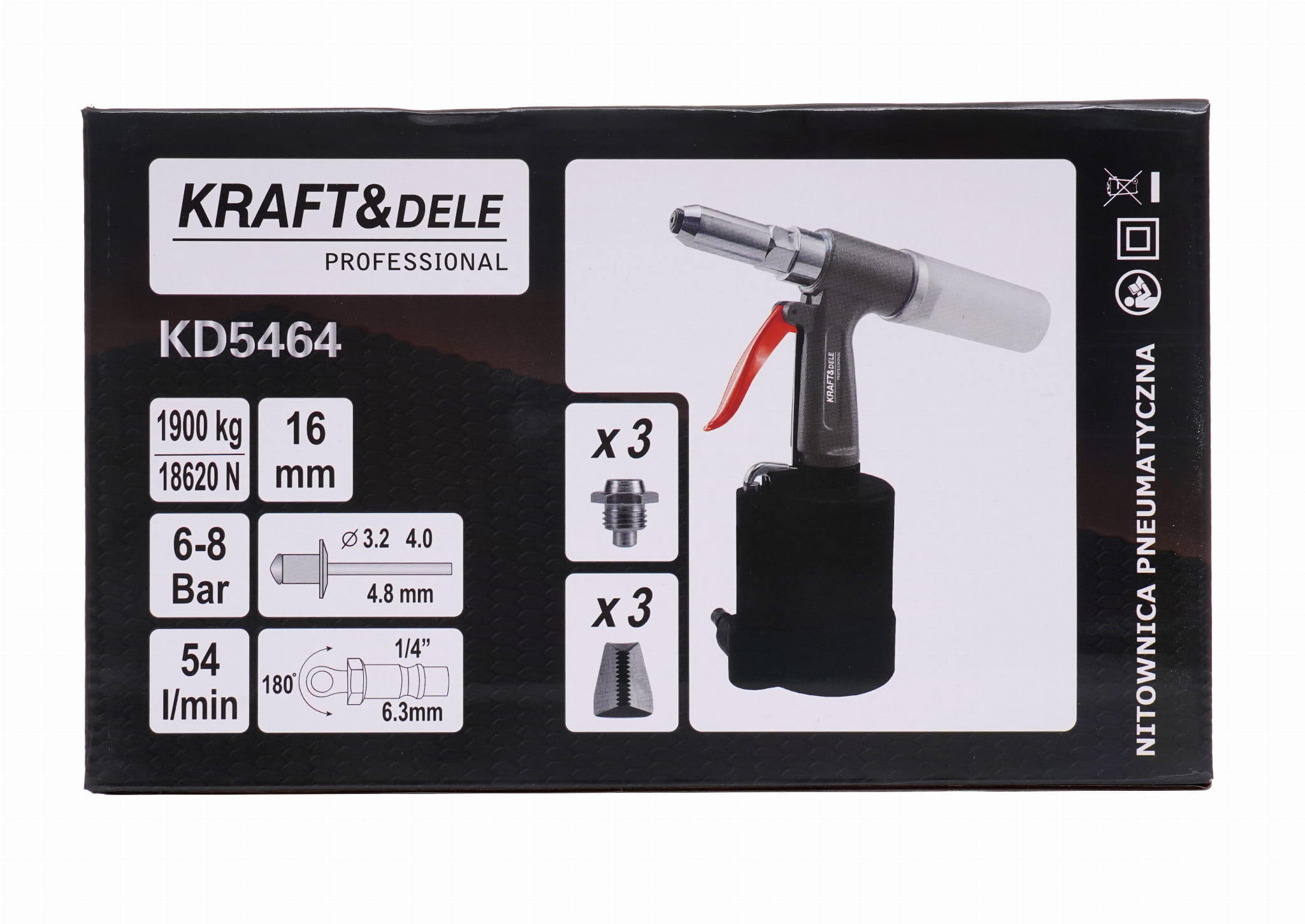 Pistol Pneumatic de Nituit 16 Mm, 54 l / Min, Kraft&Dele KD5464