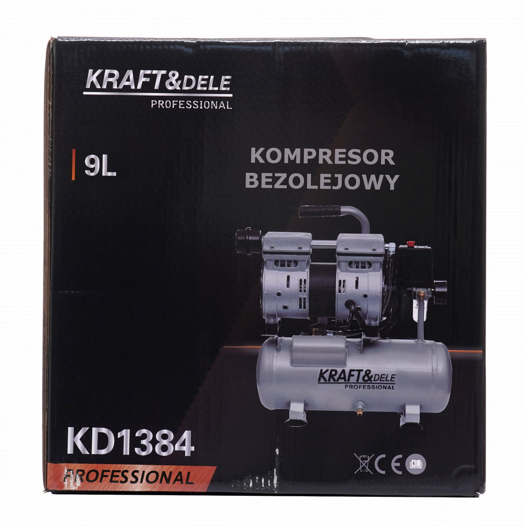 Compresor fara Ulei Silentios , 9L / 550W X 1 , 155l/m, Kraft&Dele KD1384