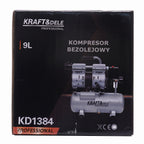 Compresor fara Ulei Silentios , 9L / 550W X 1 , 155l/m, Kraft&Dele KD1384