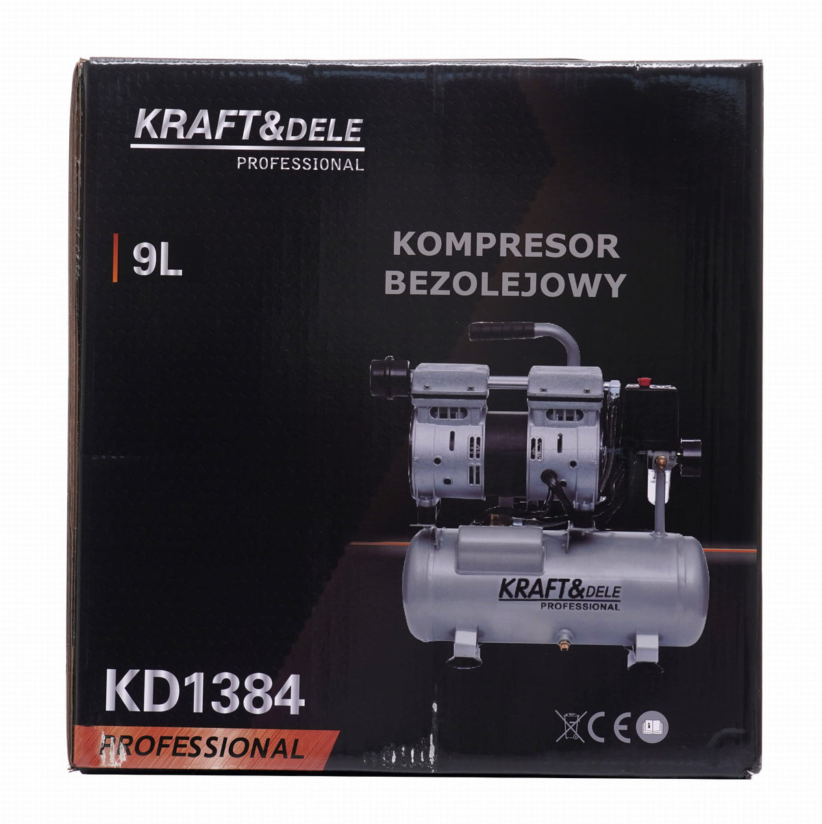 Compresor fara Ulei Silentios , 9L / 550W X 1 , 155l/m, Kraft&Dele KD1384