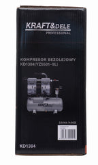 Compresor fara Ulei Silentios , 9L / 550W X 1 , 155l/m, Kraft&Dele KD1384