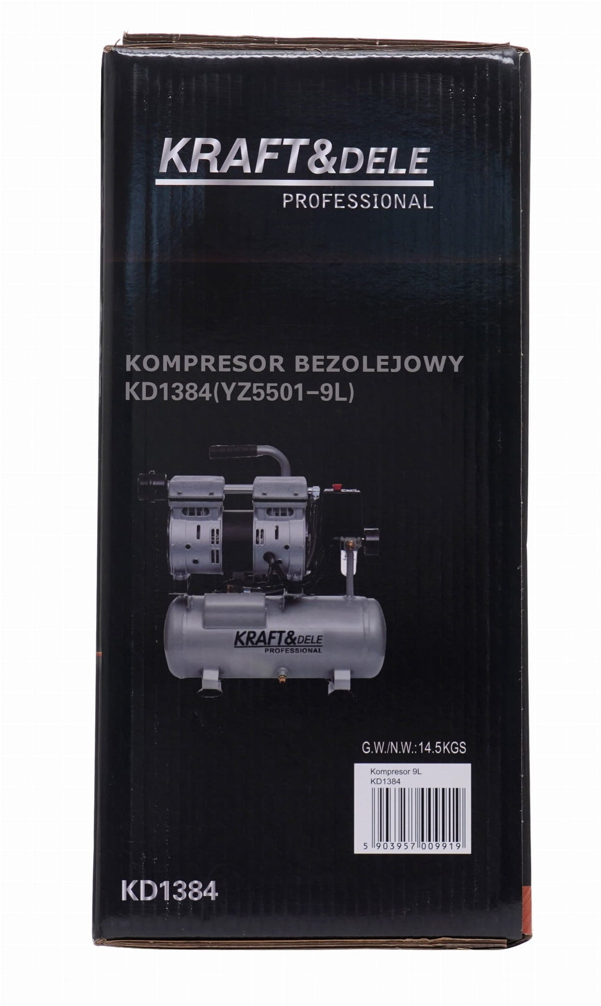 Compresor fara Ulei Silentios , 9L / 550W X 1 , 155l/m, Kraft&Dele KD1384
