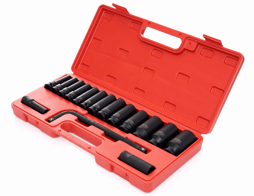 Set Nasturi de Impact / Tubulare de Impact 1/2" DR 15+1 Piese 10-32mm pentru Cheie Pneumatica, Kraft&Dele KD11755