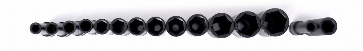 Set Nasturi de Impact / Tubulare de Impact 1/2" DR 15+1 Piese 10-32mm pentru Cheie Pneumatica, Kraft&Dele KD11755