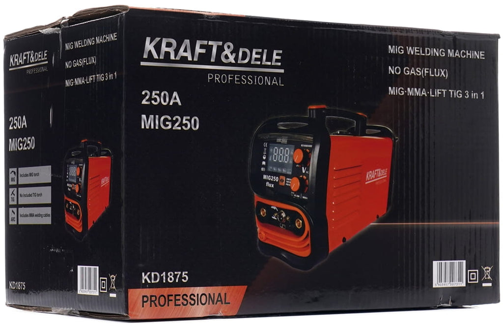 Aparat de Sudura 250A - MIG / MMA / LIFT TIG 3in1, Kraft&Dele KD1875