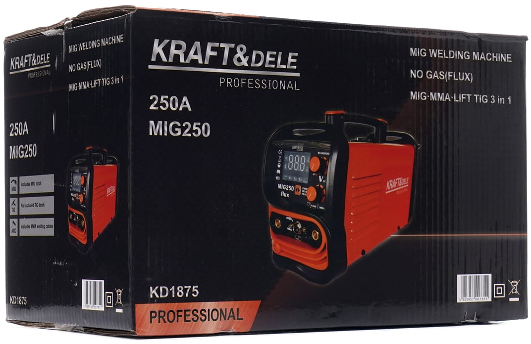 Aparat de Sudura 250A - MIG / MMA / LIFT TIG 3in1, Kraft&Dele KD1875