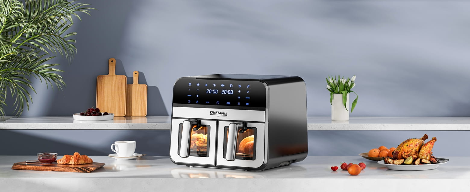 Air Fryer Doua Camere 2500W 4.5L + LCD, Kraft&Dele KD4179