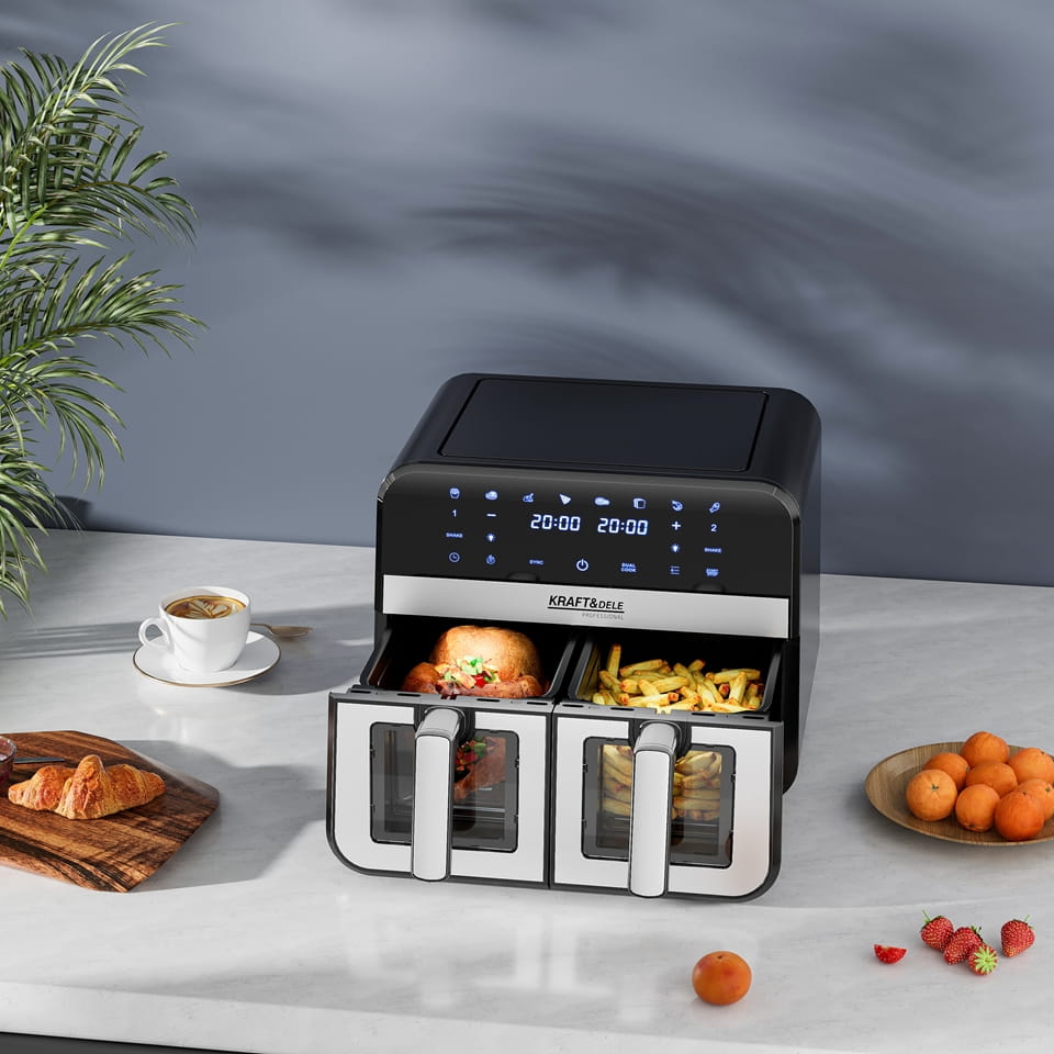 Air Fryer Doua Camere 2500W 4.5L + LCD, Kraft&Dele KD4179