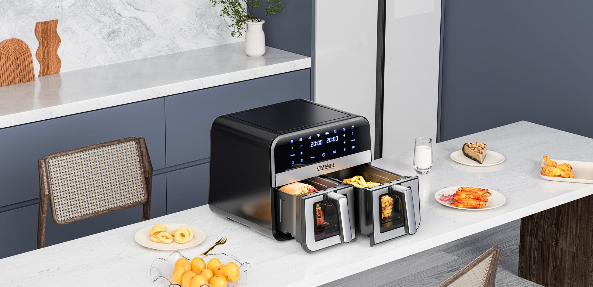 Air Fryer Doua Camere 2500W 4.5L + LCD, Kraft&Dele KD4179