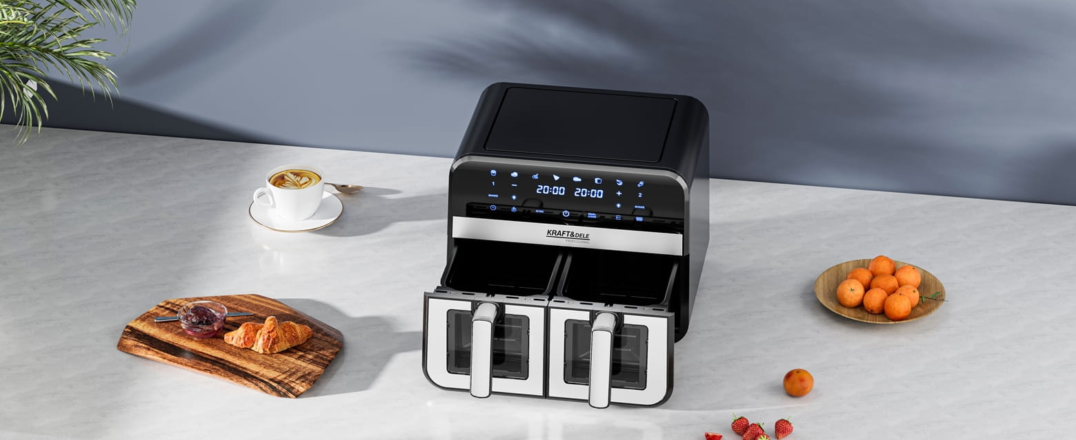 Air Fryer Doua Camere 2500W 4.5L + LCD, Kraft&Dele KD4179