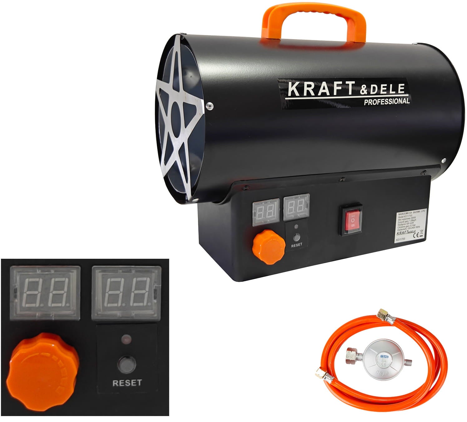 Tun de Caldura Gaz 25kW 230V 320m³/h 0.3bar, Kraft&Dele KD11700 - imaginea 9