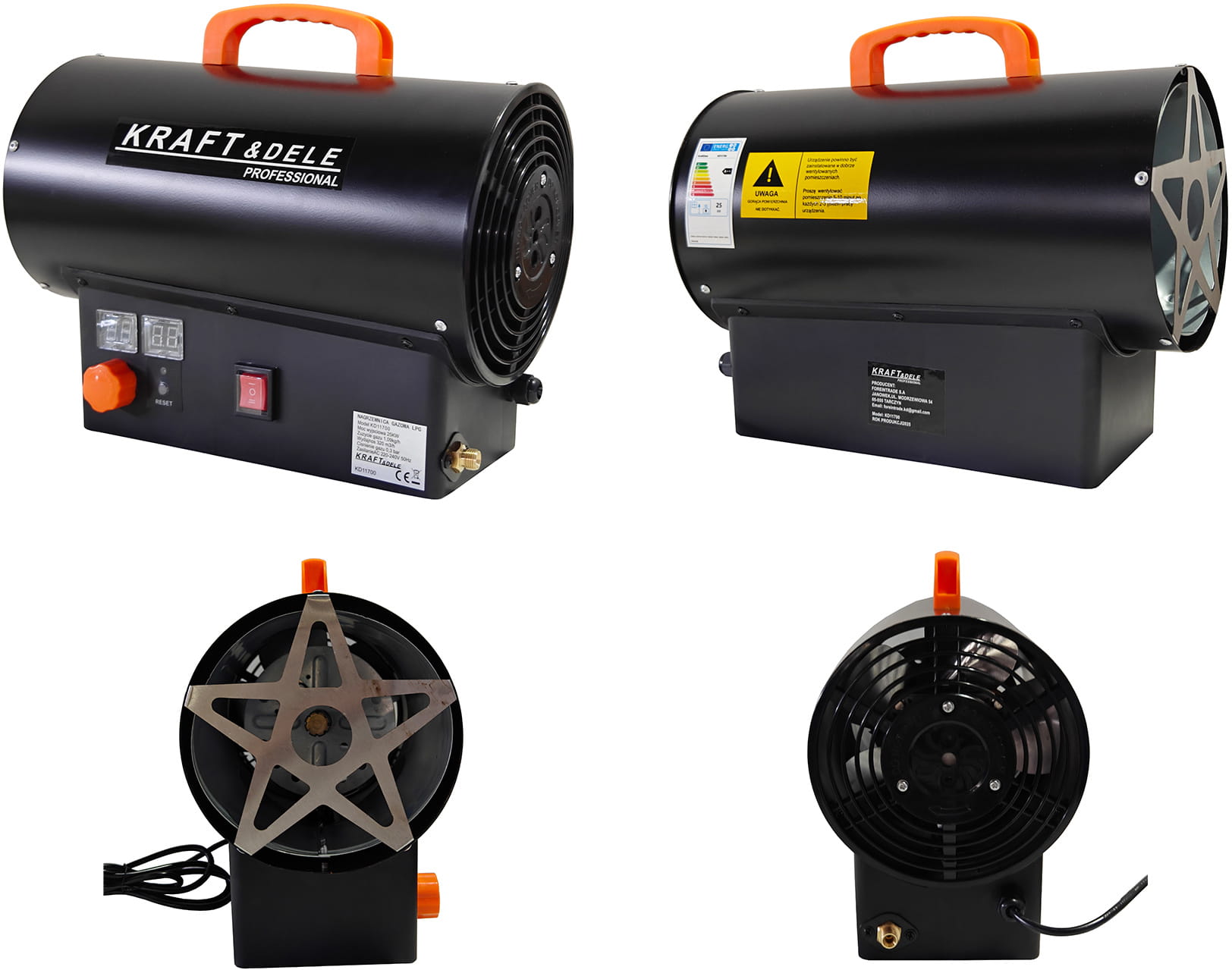 Tun de Caldura Gaz 25kW 230V 320m³/h 0.3bar, Kraft&Dele KD11700 - imaginea 10