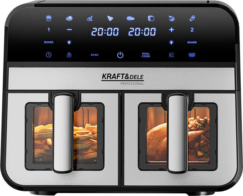 Air Fryer Doua Camere 2500W 4.5L + LCD, Kraft&Dele KD4179