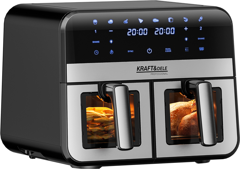Air Fryer Doua Camere 2500W 4.5L + LCD, Kraft&Dele KD4179