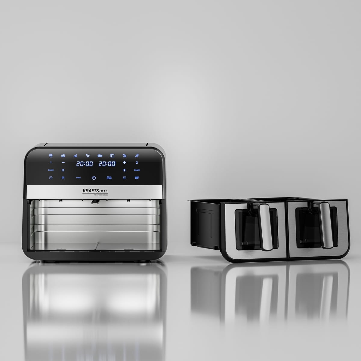 Air Fryer Doua Camere 2500W 4.5L + LCD, Kraft&Dele KD4179