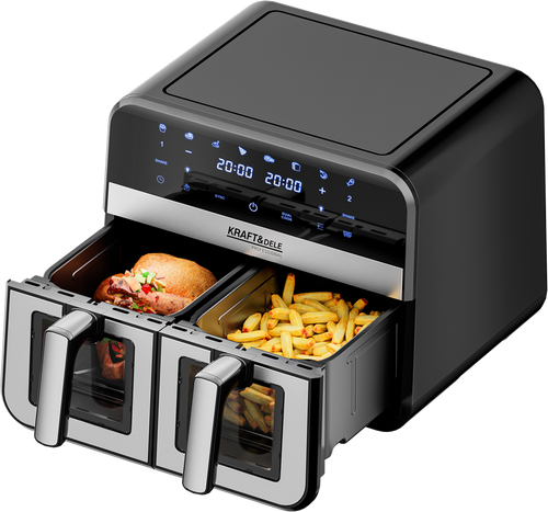 Air Fryer Doua Camere 2500W 4.5L + LCD, Kraft&Dele KD4179