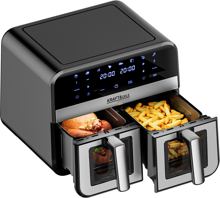 Air Fryer Doua Camere 2500W 4.5L + LCD, Kraft&Dele KD4179